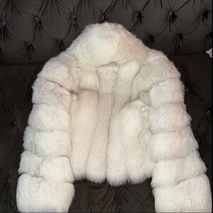Chic Real Fox Fur Jacket in White